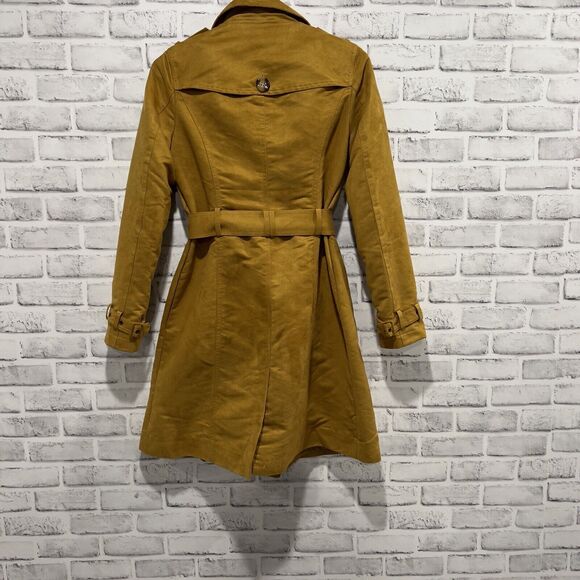Steve Madden Women SZ S Rust Brown Double Breasted Faux Suede Trench Coat lined - Picture 11 of 12